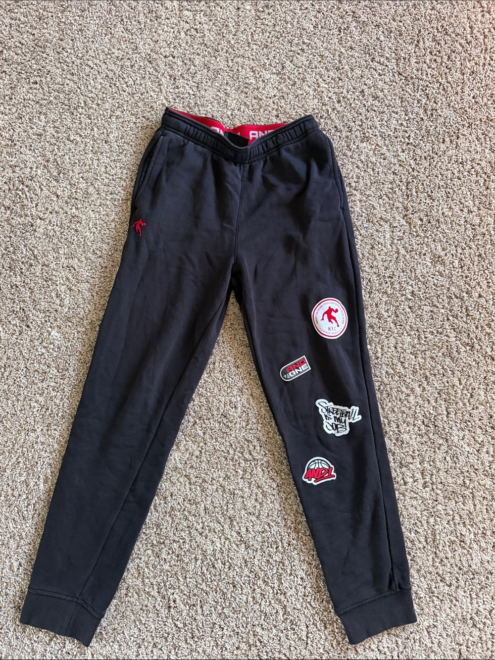 And1 Black Sweatpants with Red Logo Accents